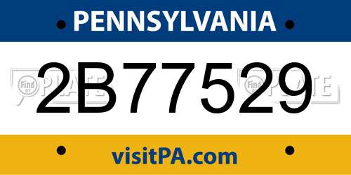 2B77529 Pennsylvania License Plate