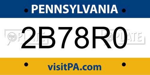 2B78R0 Pennsylvania License Plate