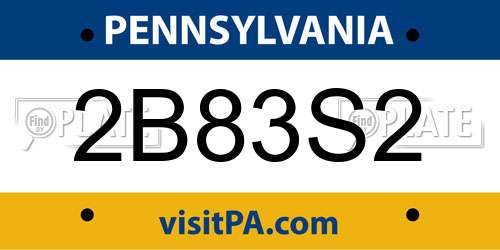 2B83S2 Pennsylvania License Plate