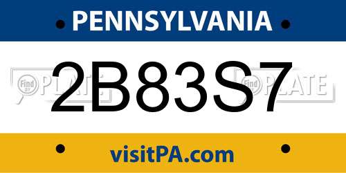 2B83S7 Pennsylvania License Plate