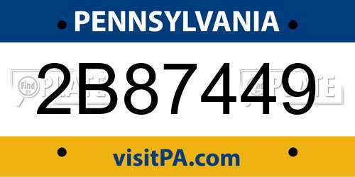 2B87449 Pennsylvania License Plate