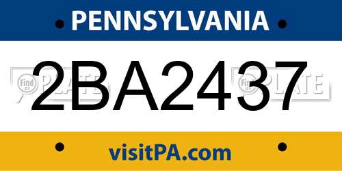 2BA2437 Pennsylvania License Plate