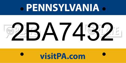 2BA7432 Pennsylvania License Plate