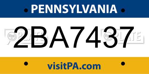 2BA7437 Pennsylvania License Plate