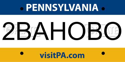 2BAHOBO Pennsylvania License Plate