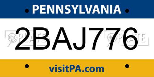 2BAJ776 Pennsylvania License Plate