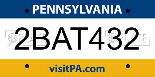 2BAT432 Pennsylvania License Plate
