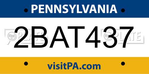 2BAT437 Pennsylvania License Plate