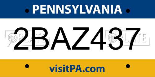 2BAZ437 Pennsylvania License Plate