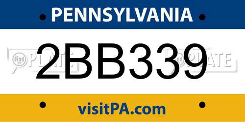 2BB339 Pennsylvania License Plate