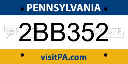 2BB352 Pennsylvania License Plate
