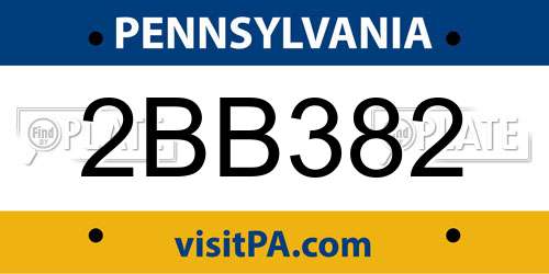 2BB382 Pennsylvania License Plate