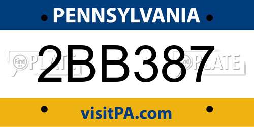 2BB387 Pennsylvania License Plate