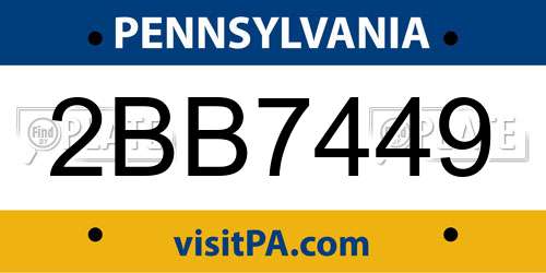 2BB7449 Pennsylvania License Plate