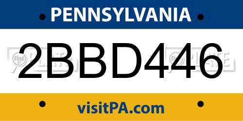 2BBD446 Pennsylvania License Plate