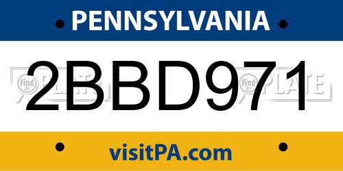 2BBD971 Pennsylvania License Plate
