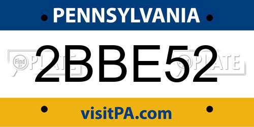 2BBE52 Pennsylvania License Plate
