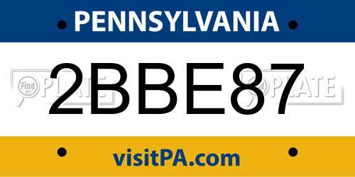 2BBE87 Pennsylvania License Plate