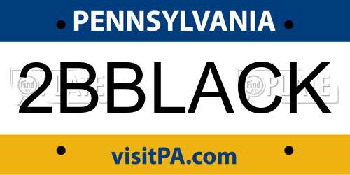 2BBLACK Pennsylvania License Plate