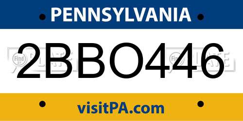 2BBO446 Pennsylvania License Plate