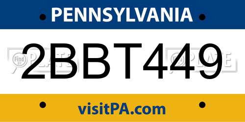 2BBT449 Pennsylvania License Plate