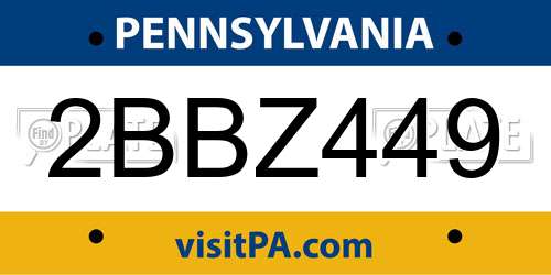 2BBZ449 Pennsylvania License Plate