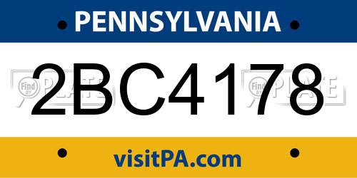 2BC4178 Pennsylvania License Plate