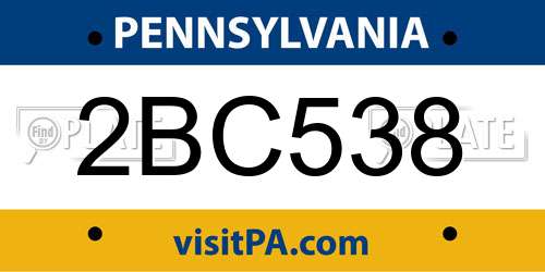 2BC538 Pennsylvania License Plate