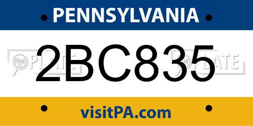 2BC835 Pennsylvania License Plate
