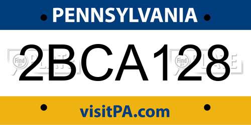 2BCA128 Pennsylvania License Plate