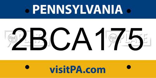 2BCA175 Pennsylvania License Plate