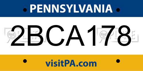 2BCA178 Pennsylvania License Plate