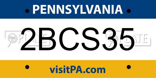2BCS35 Pennsylvania License Plate