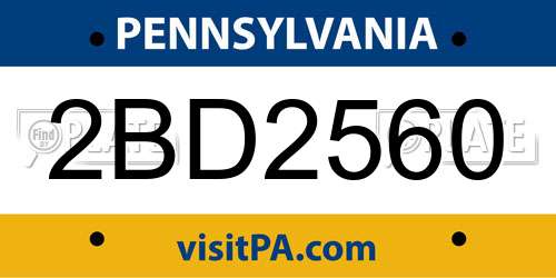 2BD2560 Pennsylvania License Plate