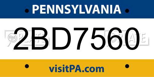 2BD7560 Pennsylvania License Plate