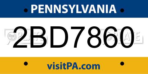 2BD7860 Pennsylvania License Plate