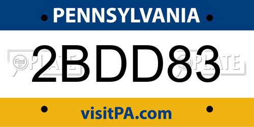 2BDD83 Pennsylvania License Plate