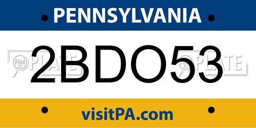 2BDO53 Pennsylvania License Plate