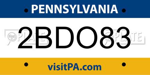2BDO83 Pennsylvania License Plate