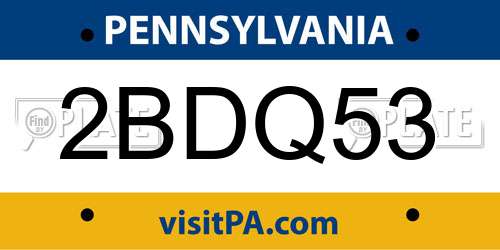 2BDQ53 Pennsylvania License Plate