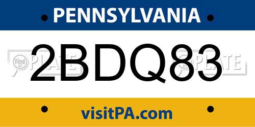 2BDQ83 Pennsylvania License Plate