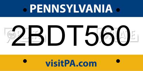 2BDT560 Pennsylvania License Plate