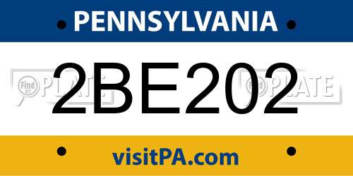 2BE202 Pennsylvania License Plate