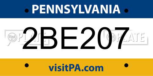 2BE207 Pennsylvania License Plate