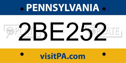 2BE252 Pennsylvania License Plate