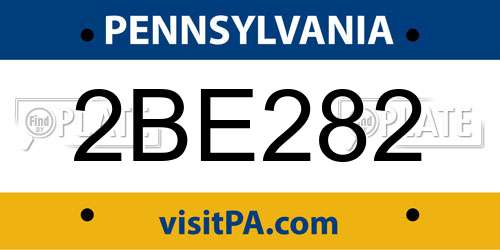 2BE282 Pennsylvania License Plate