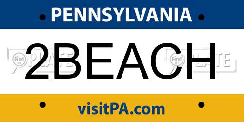 2BEACH Pennsylvania License Plate