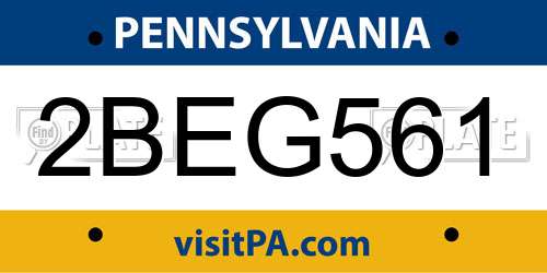 2BEG561 Pennsylvania License Plate