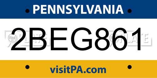 2BEG861 Pennsylvania License Plate