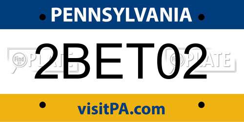 2BET02 Pennsylvania License Plate